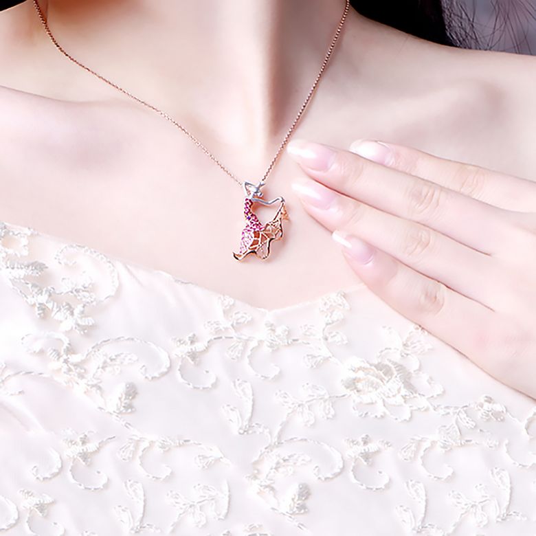 Pendentif Flamenco - Pendentif danseuse de flamenco - Or blanc & rose , Rubis - 3
