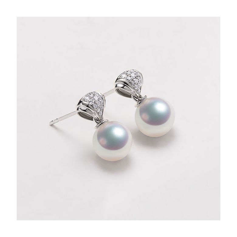 Pendant d'oreille - Perle Akoya or blanc - Sarah Bernhardt  - 4