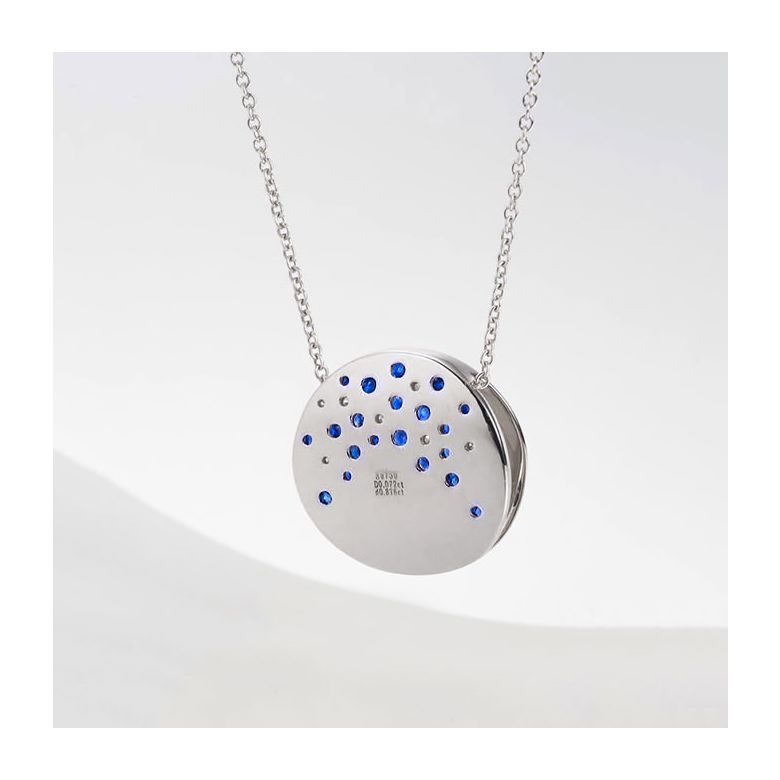Pendentif constellation seiza I Perle Akoya, diamant, saphir, or blanc - 5
