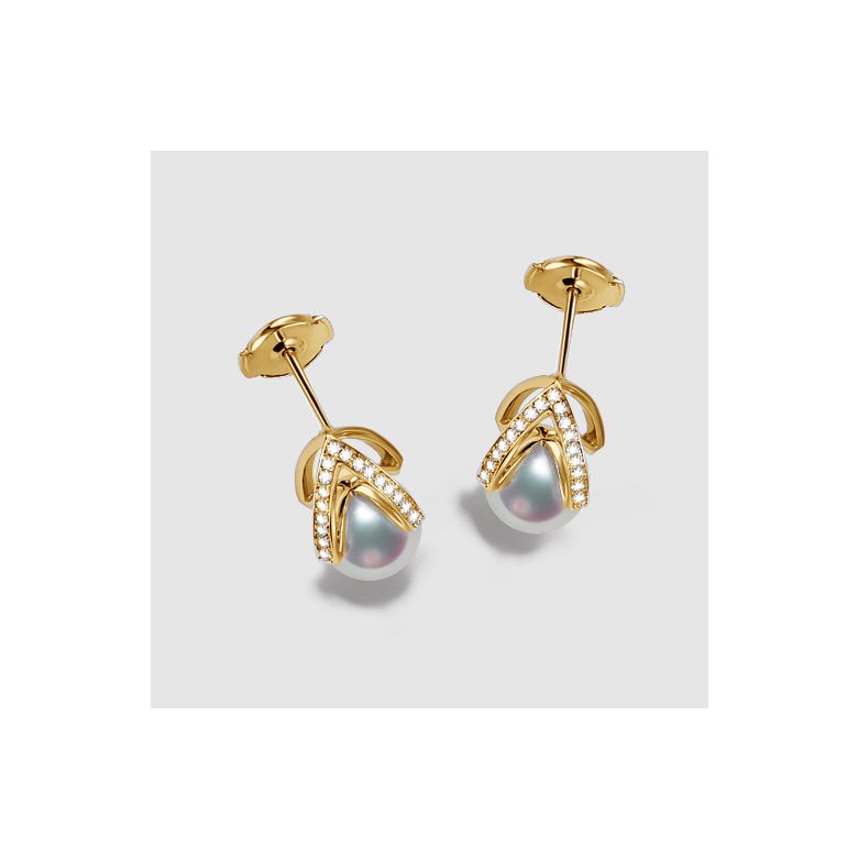 Pendentif et Boucles Masako du Japon. Perles Akoya, Or jaune, diamants.  - 3