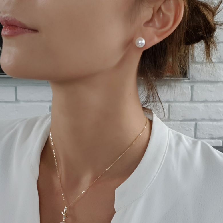 Boucles d'oreilles Athéna I Puces perles, Or Blanc I Gemperles - 3