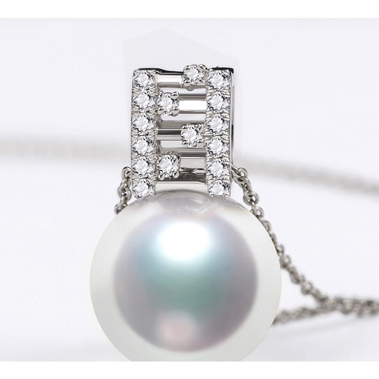 Pendentif Mikiko perle Akoya du Japon. Or blanc, diamants - 2