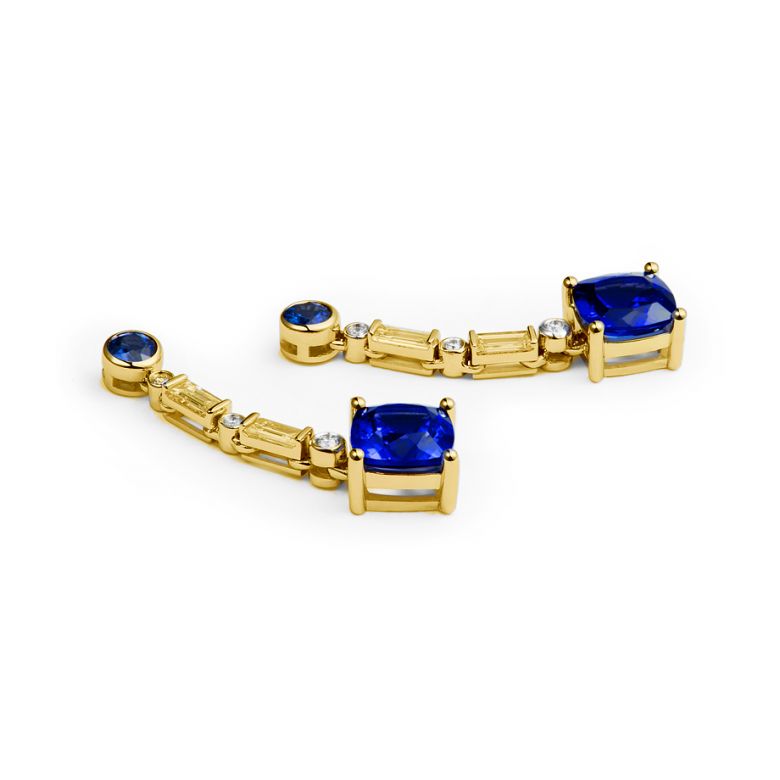 Boucle d oreille Élisabeth Ière - Saphir, diamant & Or jaune - 4