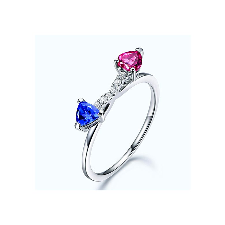 Bague croisée des chemins. Or blanc et saphirs - 1