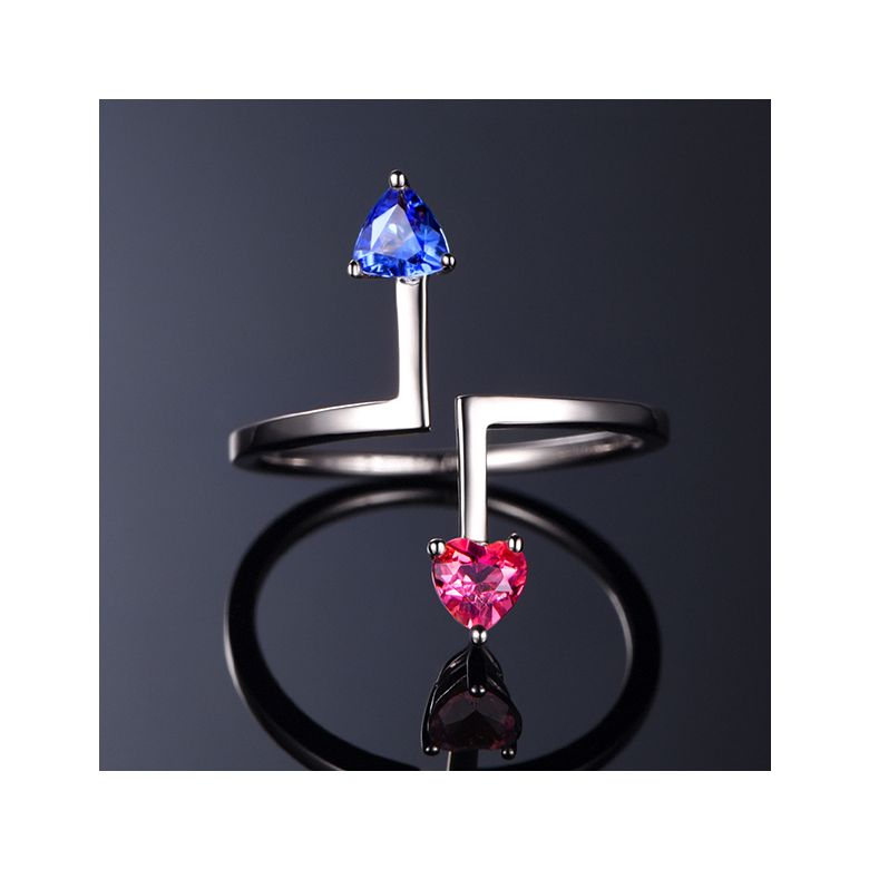 Bague Vice et Versa. saphirs Bleu et Rose. Or blanc - 2