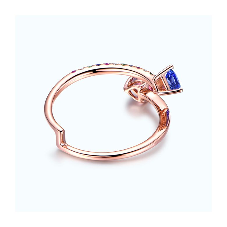 Bague signaux inversés. Or rose, Saphirs - 3