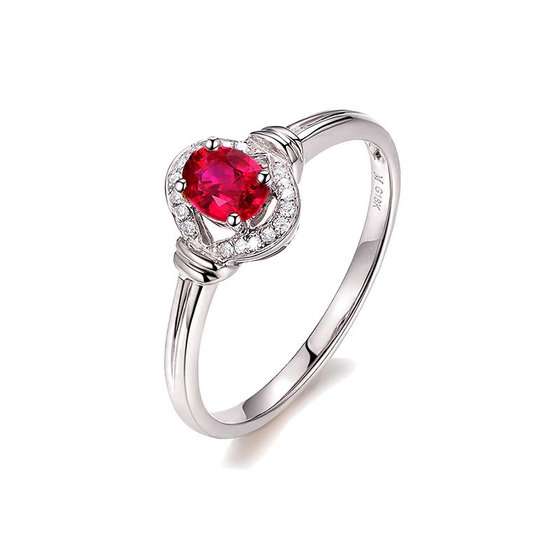 Bague rubis Chérie diamants et Or blanc 18cts - 1