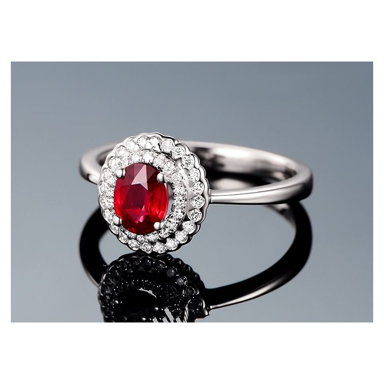 1 rubis, des diamants et de l'or blanc : Bague Florali - 6