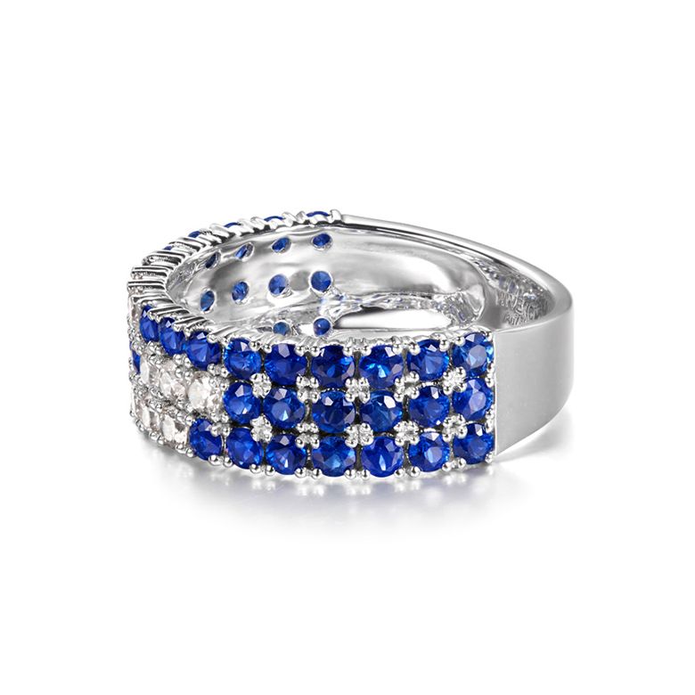 Bague blue lagoon - Pavée saphir & diamant - Or blanc - 4