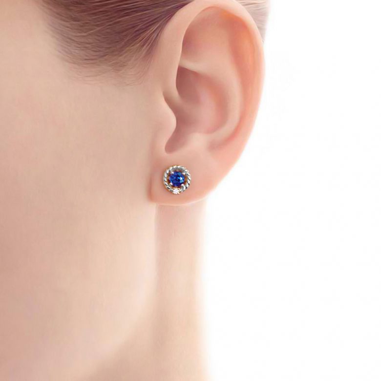 Boucle d oreille Saphir, Diamant & or blanc - Tempietto - 2