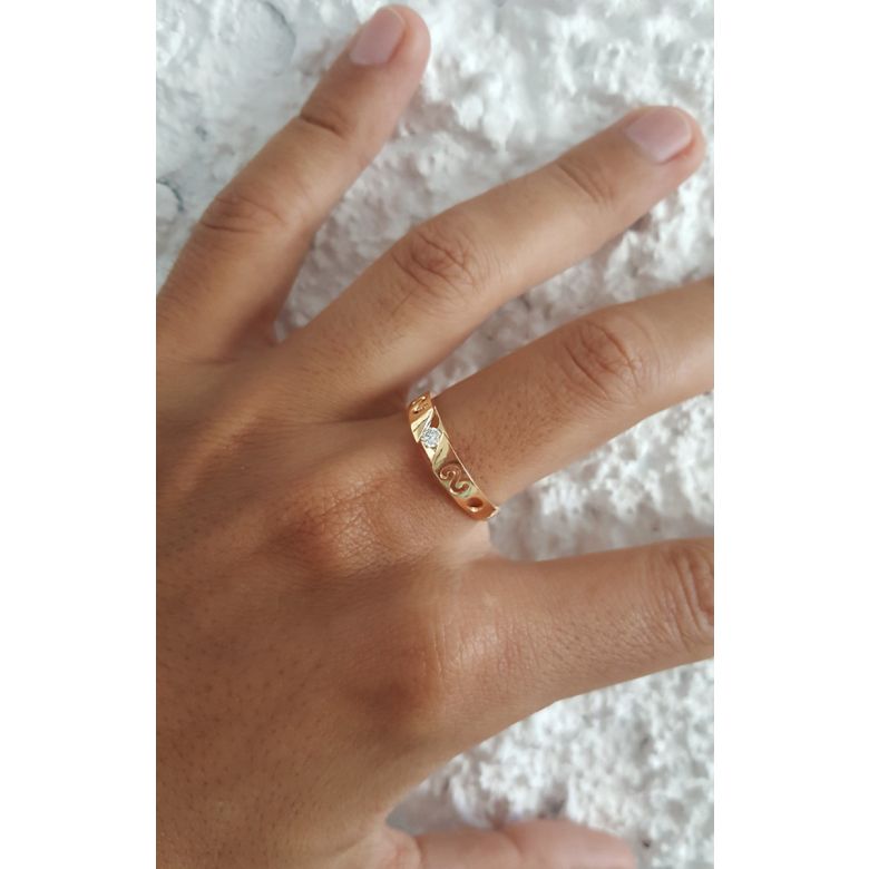 Mon alliance de mariage - Alliance originale or jaune, diamant - Homme - 3