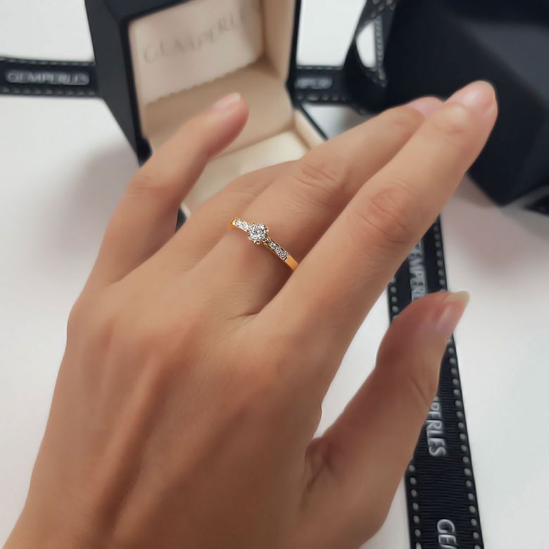 Alliance Solitaire Accompagné Diamants. Or Jaune | Gemperles - 9