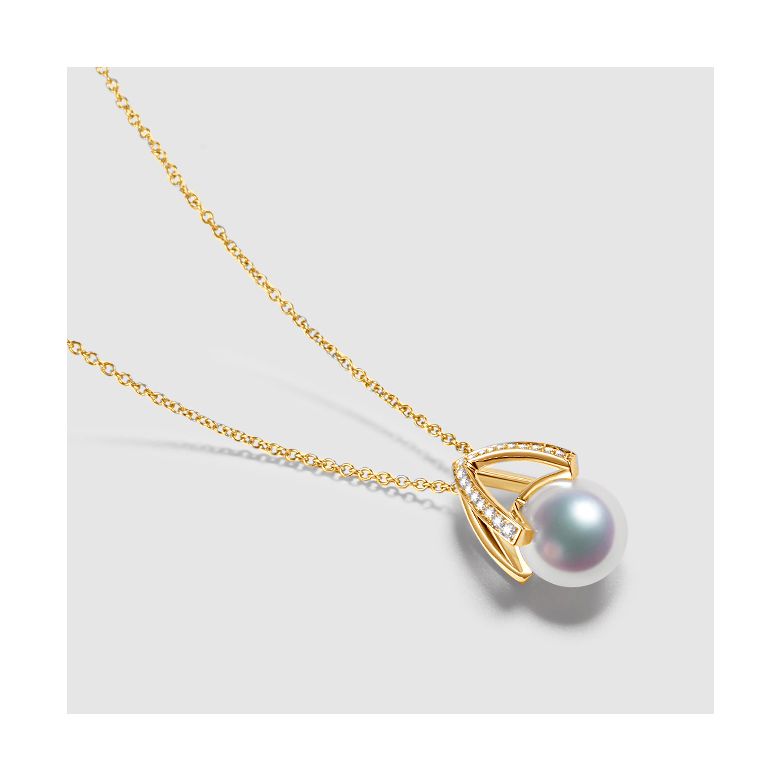 Pendentif et Boucles Masako du Japon. Perles Akoya, Or jaune, diamants.  - 8