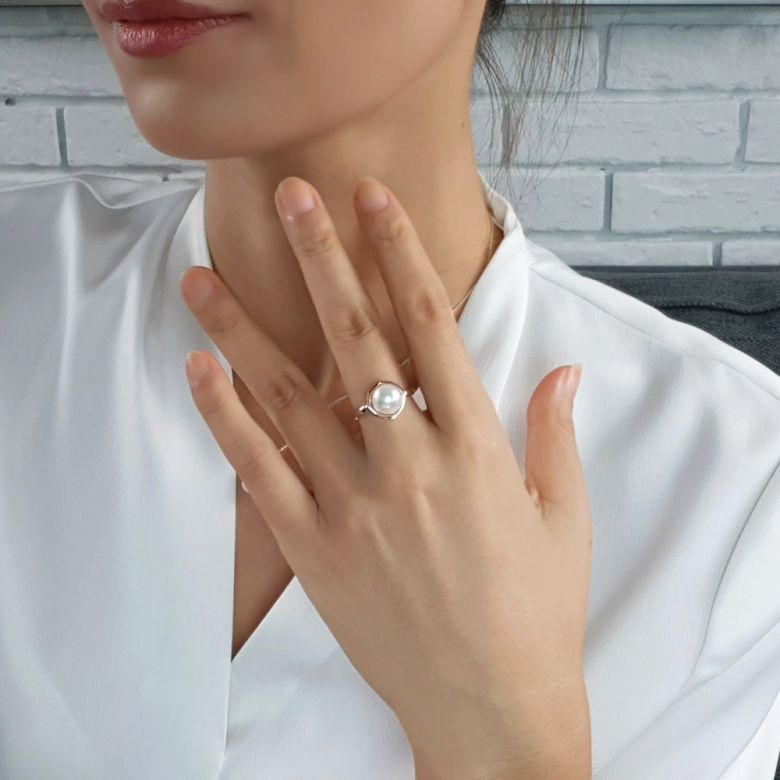 Bague perle de culture - Perle Akoya Japon - Or blanc - Coco Chanel - 10