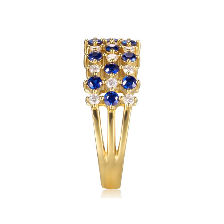 Bague en damier Saphir & Diamant sur Or jaune | San Lorenzo - 3
