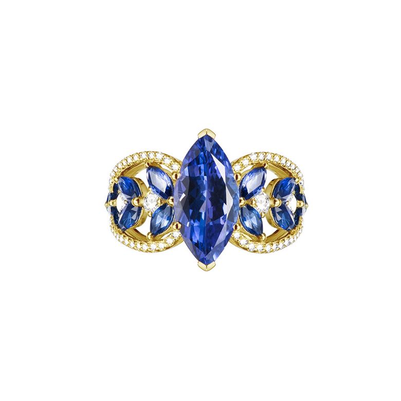 Bague Mère Nature - Saphir bleu - Or jaune, diamant - 8