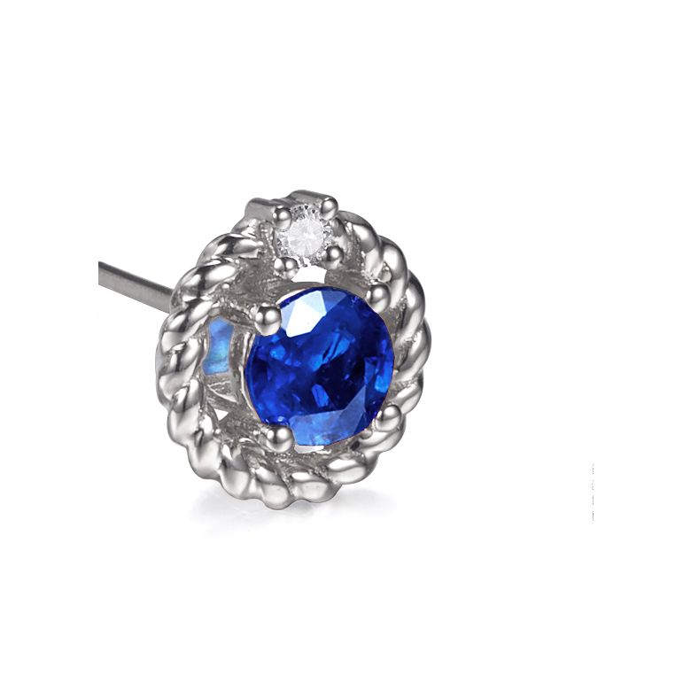 Boucle d oreille Saphir, Diamant & or blanc - Tempietto - 5