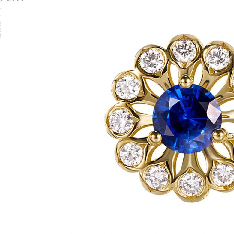 Boucle d oreille bleu de Médicis - Saphir, or jaune, diamant - 5