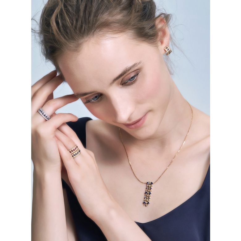Boucles Oreilles Or jaune, saphir & diamant - 7