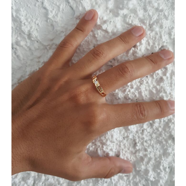 Mon alliance de mariage - Alliance originale or jaune, diamant - Homme - 4