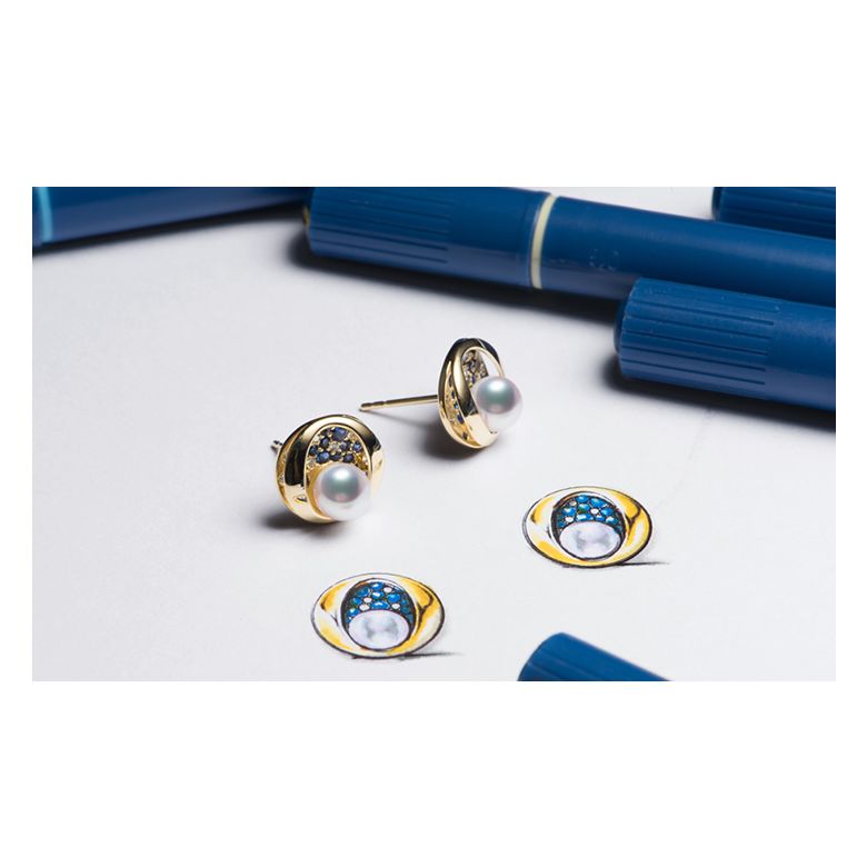 Boucle oreille perle Akoya I Constellation saphir diamant I Seiza - 6