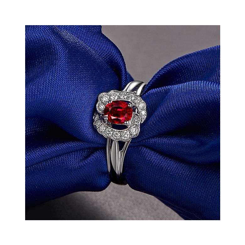 Bague Fiancaille Rubis Or Blanc Mulan - 6
