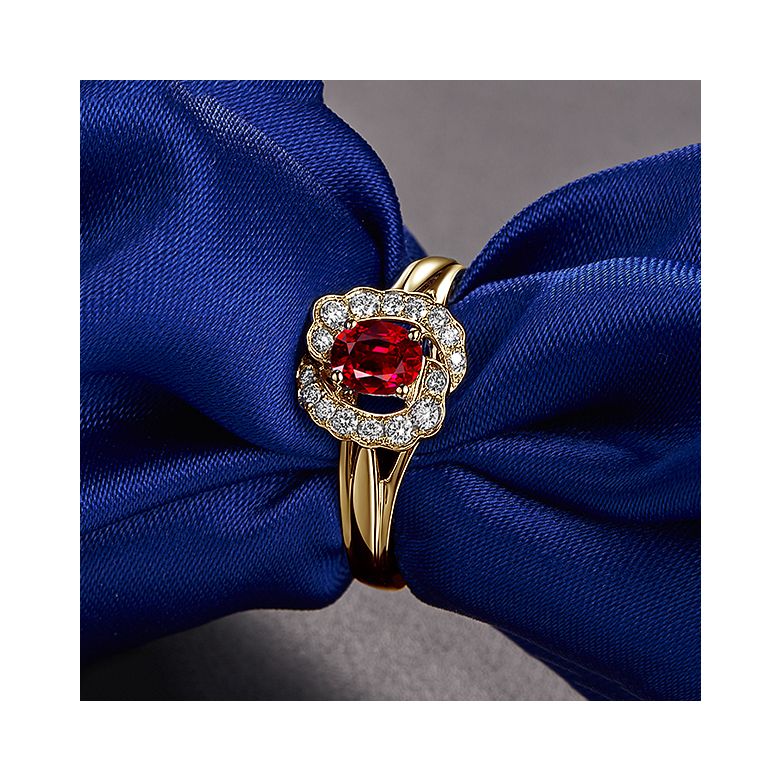 Bague Fiancaille Rubis Or Jaune Mulan - 7