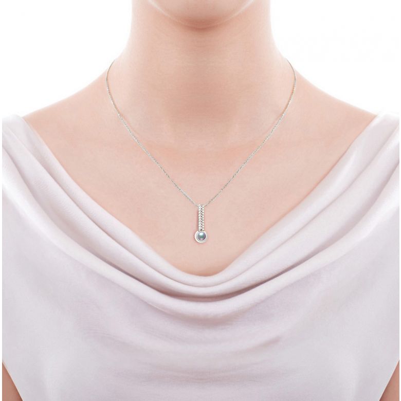 Pendentif perle du Japon. Or blanc, diamant - Hatsune Miku - 2