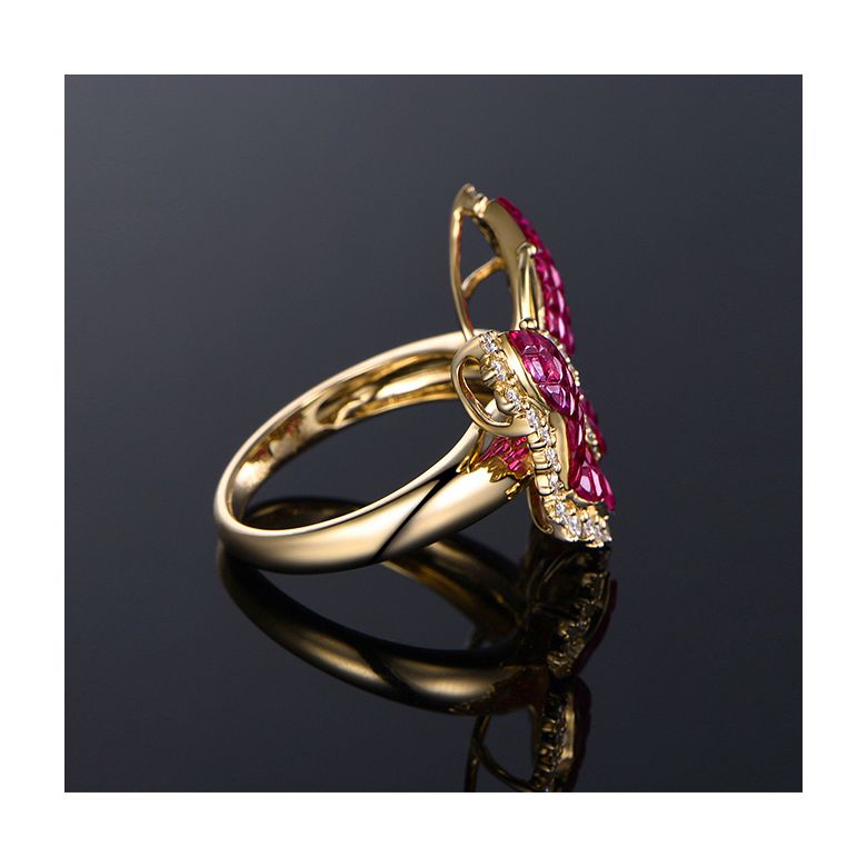 Bague Rubis Birmanie, Or jaune et diamants | Papillon ardent - 4