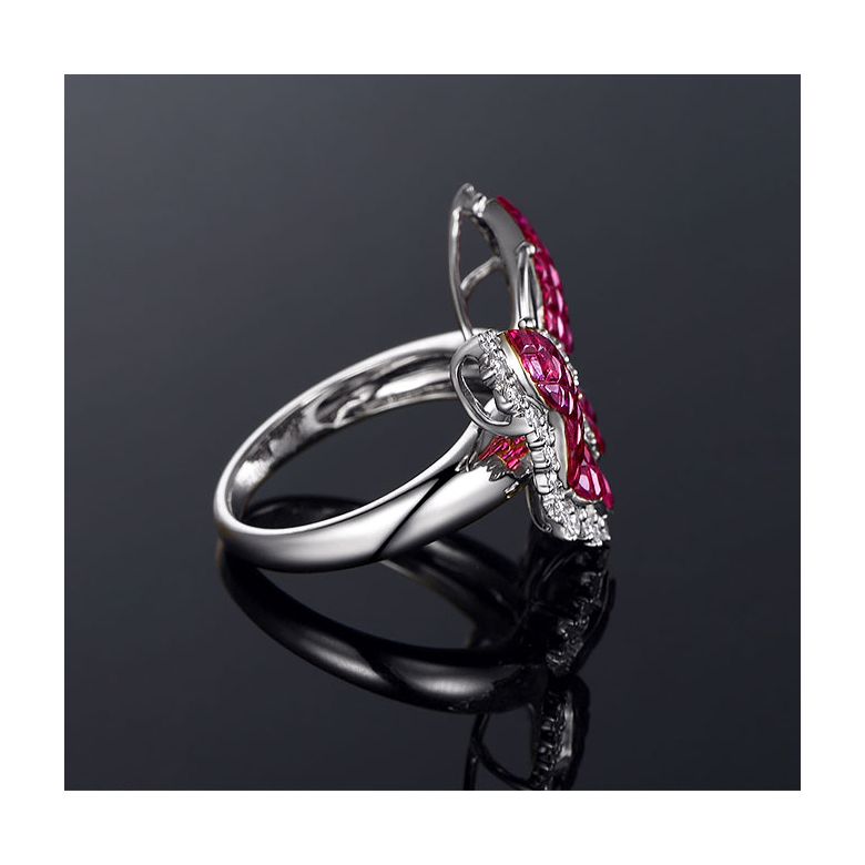 Bague Rubis Birmanie, Or blanc et diamants | Papillon ardent - 6