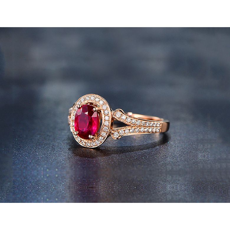 Bague Mogok, rubis de Birmanie.  Or rose et diamants | Mogok - 7
