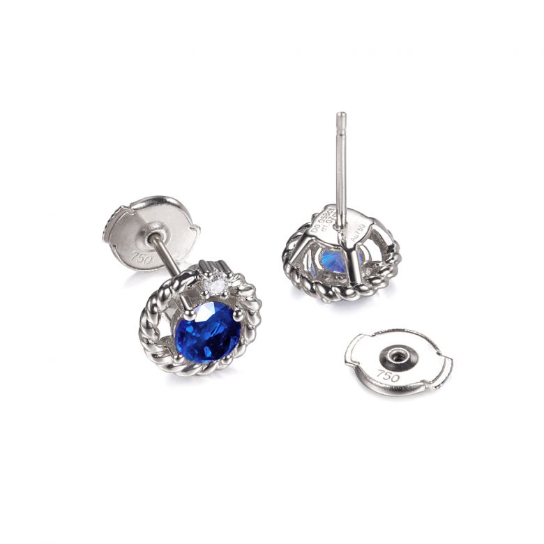 Boucle d oreille Saphir, Diamant & or blanc - Tempietto - 6