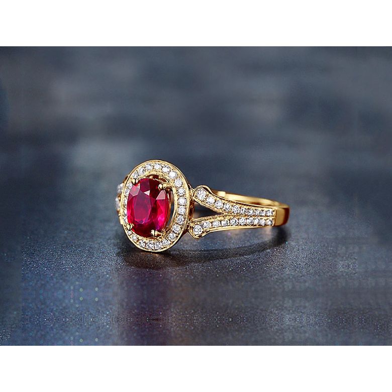 Bague Mogok, rubis de Birmanie.  Or jaune et diamants | Mogok - 8