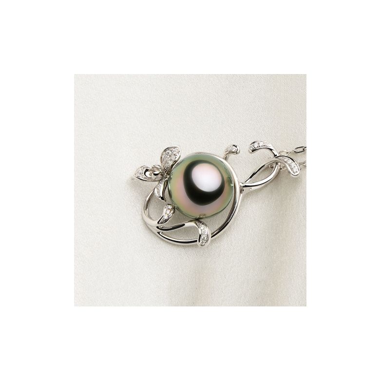 Pendentif Lysette perle de Tahiti, Or blanc et diamants - 6