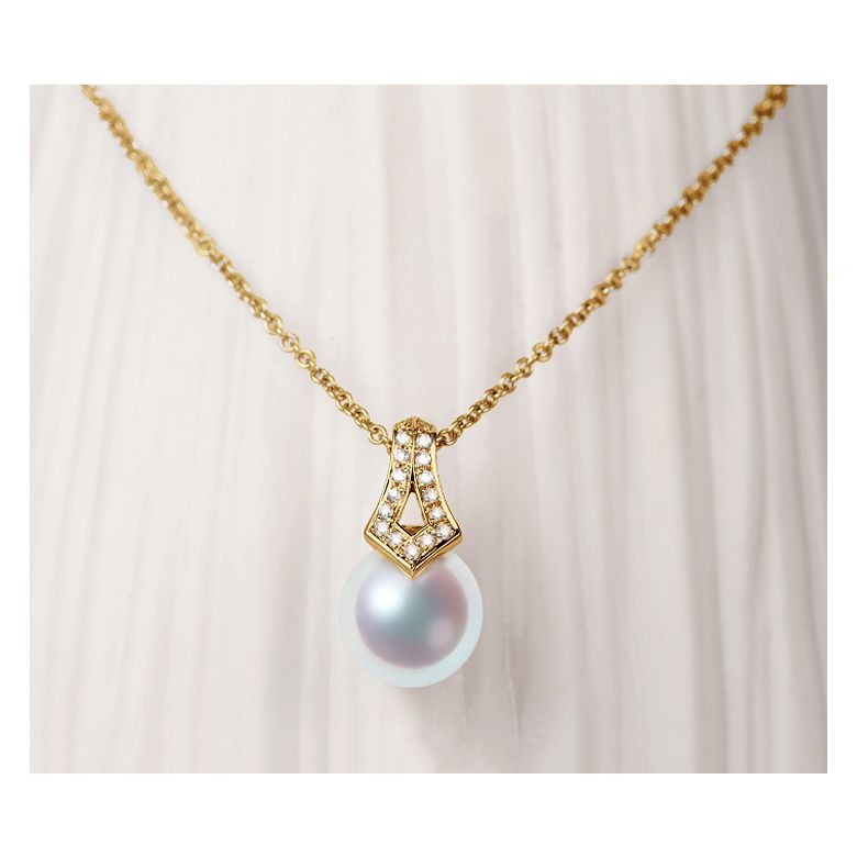 Pendentif et Boucles Michiko. Perles Akoya, Or jaune, diamants - 11