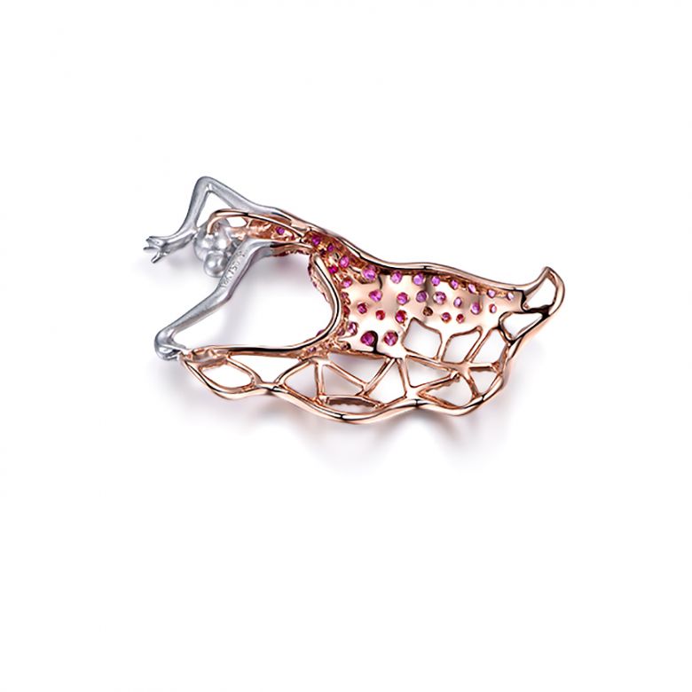 Pendentif Flamenco - Pendentif danseuse de flamenco - Or blanc & rose , Rubis - 10