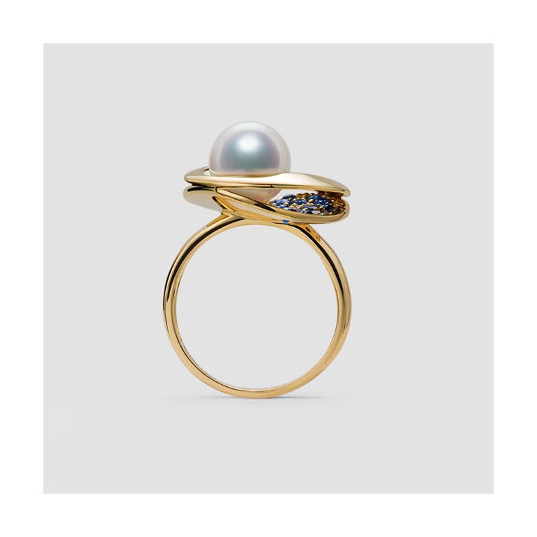 Bague Seiza Constellation I Perle Akoya, saphir, diamant I Or jaune - 9