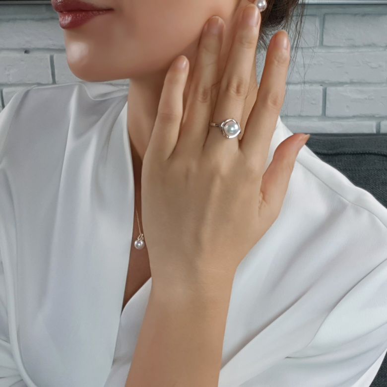 Bague perle de culture - Perle Akoya Japon - Or blanc - Coco Chanel - 12