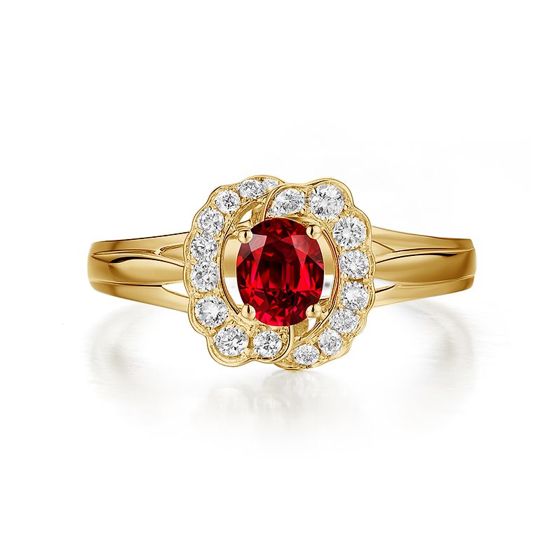 Bague Fiancaille Rubis Or Jaune Mulan - 2