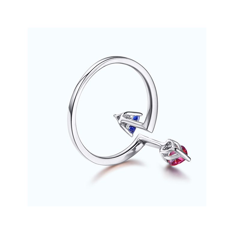 Bague Vice et Versa. saphirs Bleu et Rose. Or blanc - 4