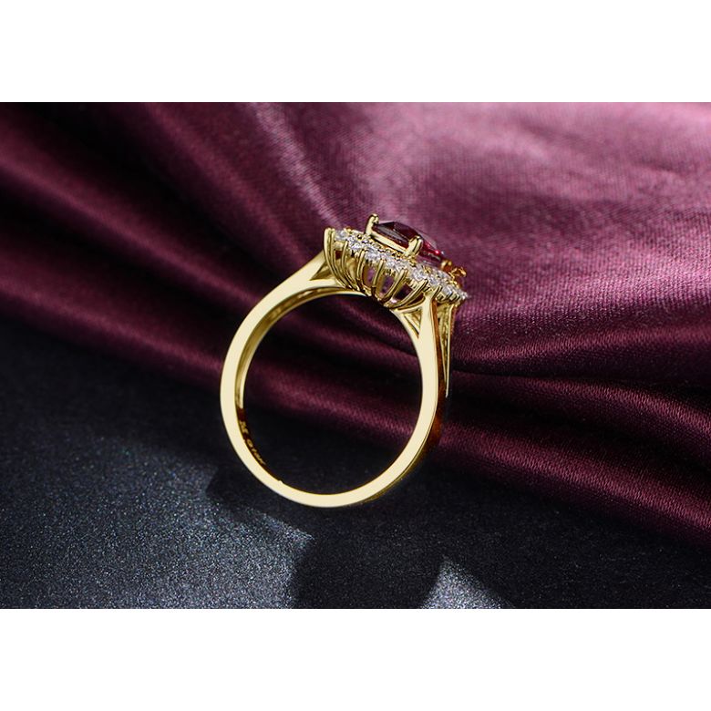 Bague rubis sertie d'une double rangée de diamants. Or jaune - 5