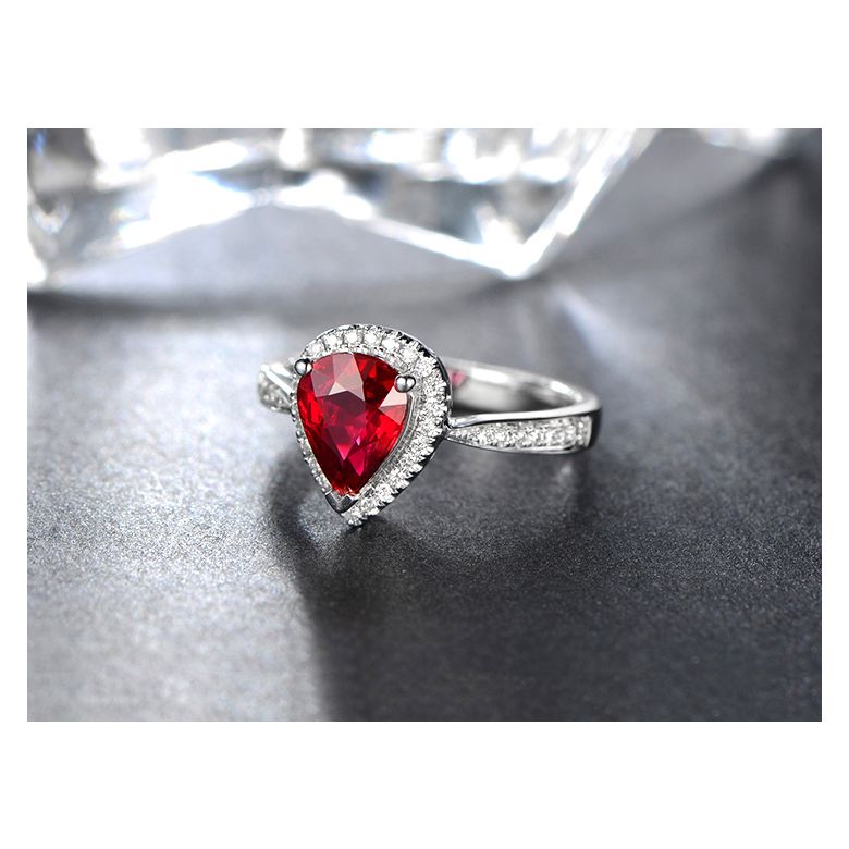 Bague Comtesse Rubis Poire et Diamants. Or blanc - 4