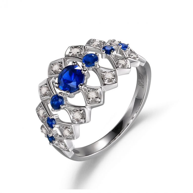 Bague Santa maria novella - Or blanc, saphir bleu & diamant - 1