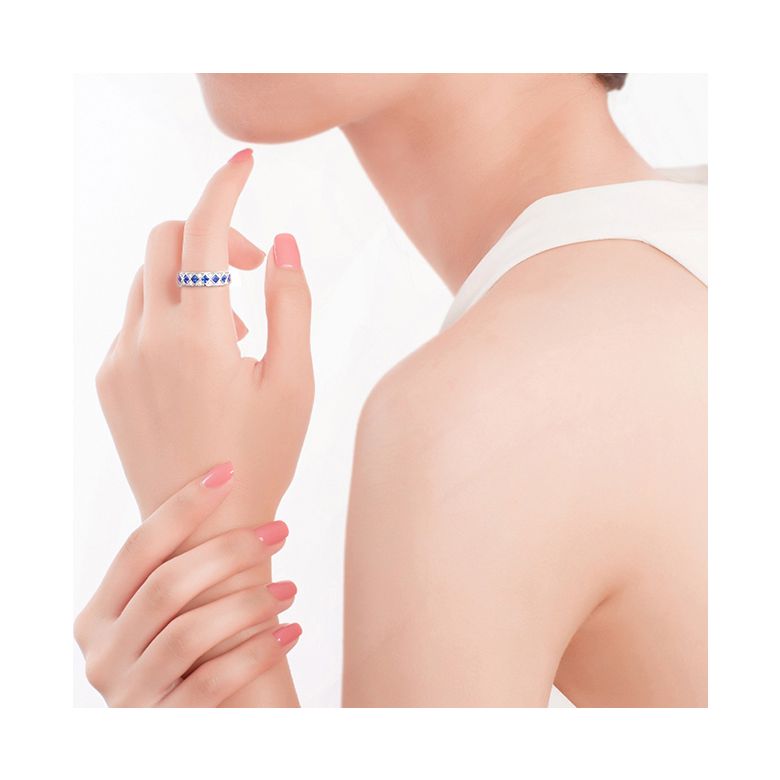 Bague saphir Dame de carreau -  Or blanc, diamant - 2
