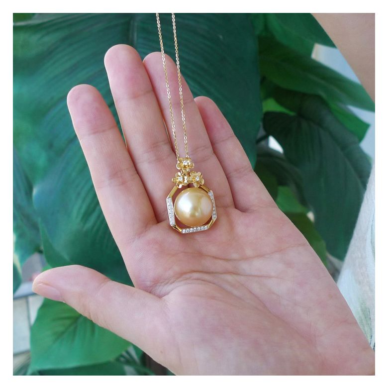 Pendentif parfum précieux -  Or jaune & diamants - Perle dorée - 5