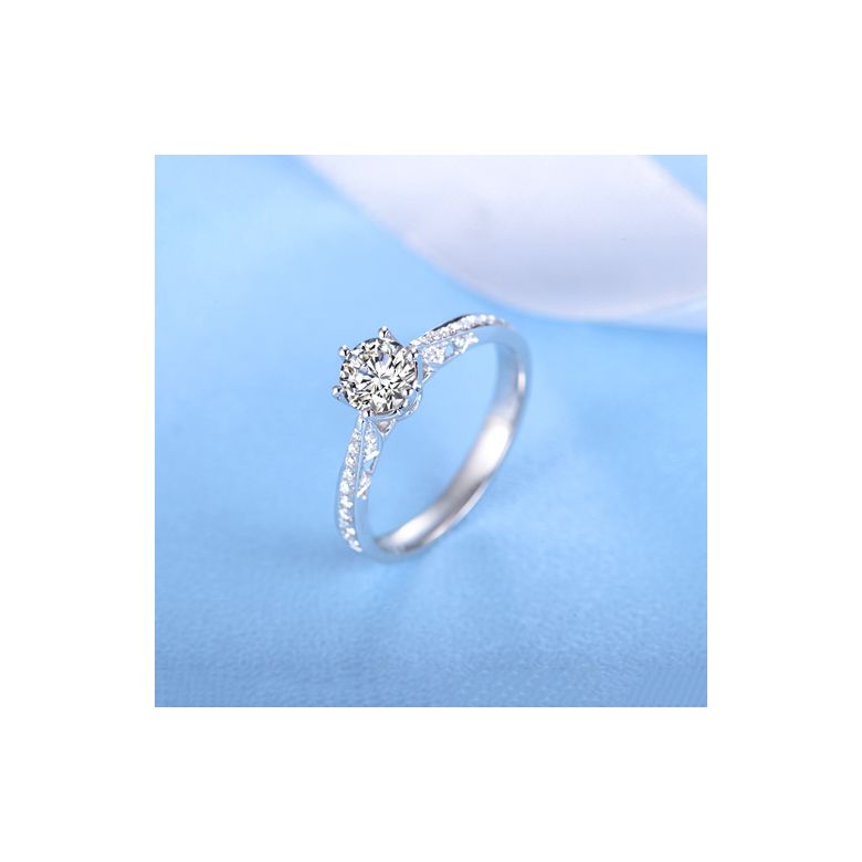 Bague de fiancailles - Diamant solitaire accompagné Or blanc - Koh-I-Noor - 8
