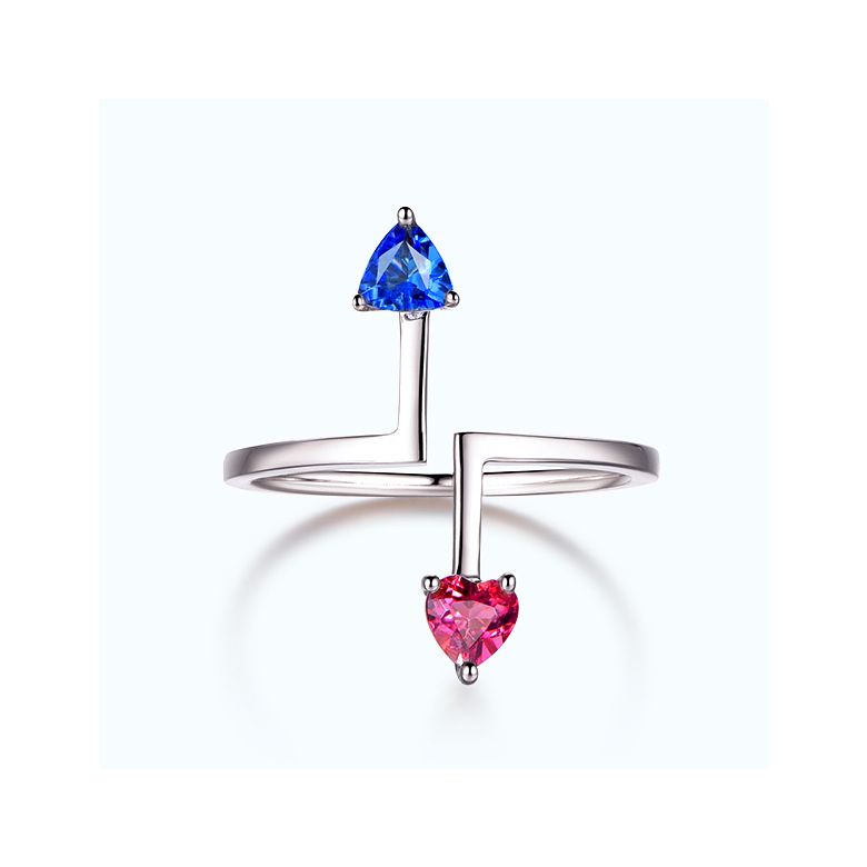 Bague Vice et Versa. saphirs Bleu et Rose. Or blanc - 3
