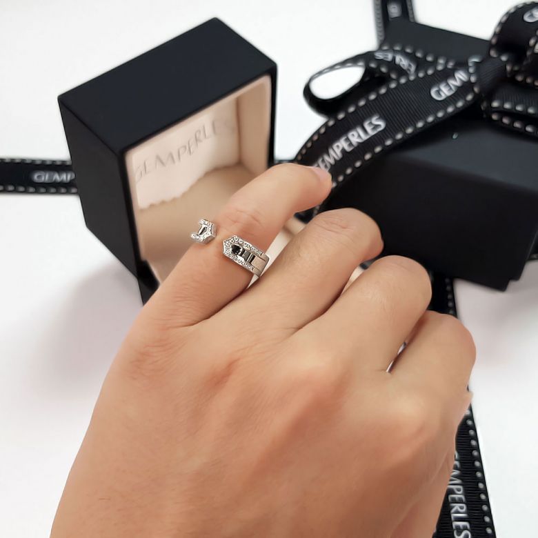Alliance or blanc originale - Anneau discontinu pour Elle - Diamants | Sima - 3