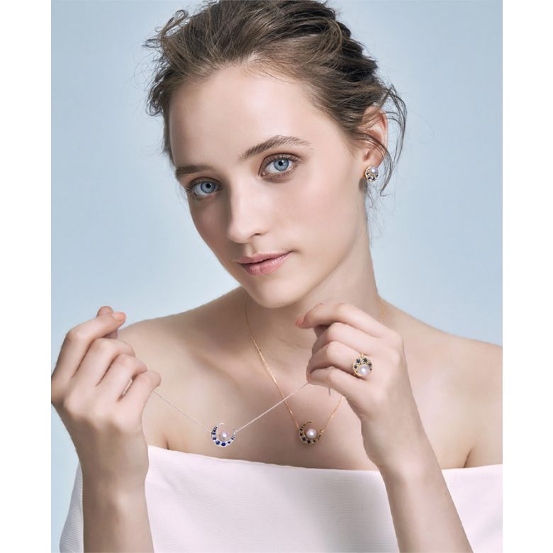 Bague Mikadzuki, Croissant de Lune I Perle Akoya, Saphir, Diamant - 2