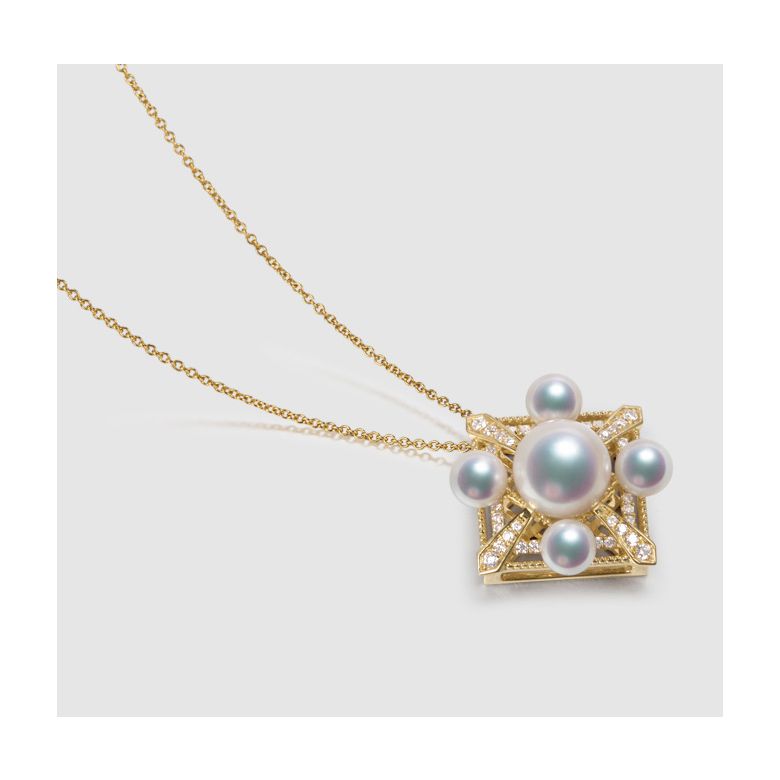 Pendentif Voyage stellaire I Perles Akoya Or jaune Diamants - 5